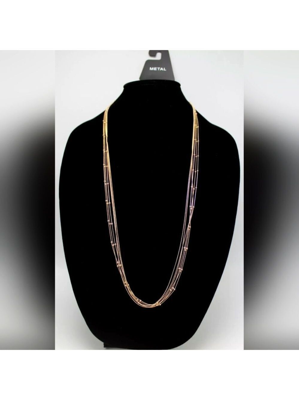 Multi Layered Rose Gold Necklace by Metal NWT 32"